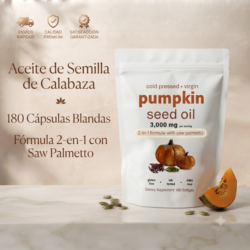🌿  Aceite de Semilla de Calabaza Orgánico – Bienestar Natural Para Tu Rutina Diaria