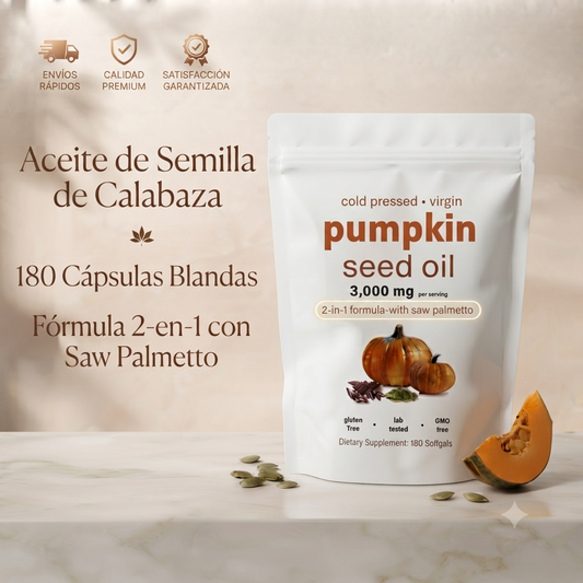 🌿  Aceite de Semilla de Calabaza Orgánico – Bienestar Natural Para Tu Rutina Diaria